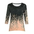 thumbnail image 7 of CYMMPU Spring Tunic Tops 3/4 Sleeve Round Neck Floral Pattern Loose Fit Blouses for Women Dressy Casual Fall Trendy Shirts Flare Hem Hide Belly Tops to Wear with Leggings T-Shirts Black L, 7 of 7