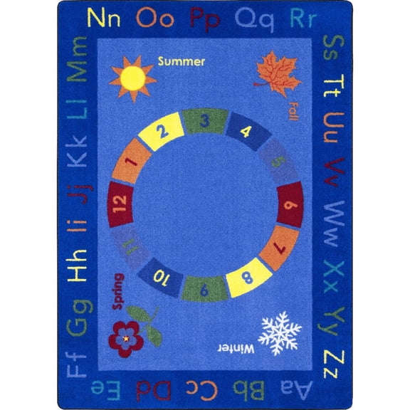 Joy Carpets Kid Essentials Learn Through the Seasons 7'8" x 10'9" Area Rug in Color Multi