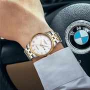 GUANQIN Men's Quartz Fashion Luminous Calendar Wrist Watch with Analog Display and Stainless Steel Band