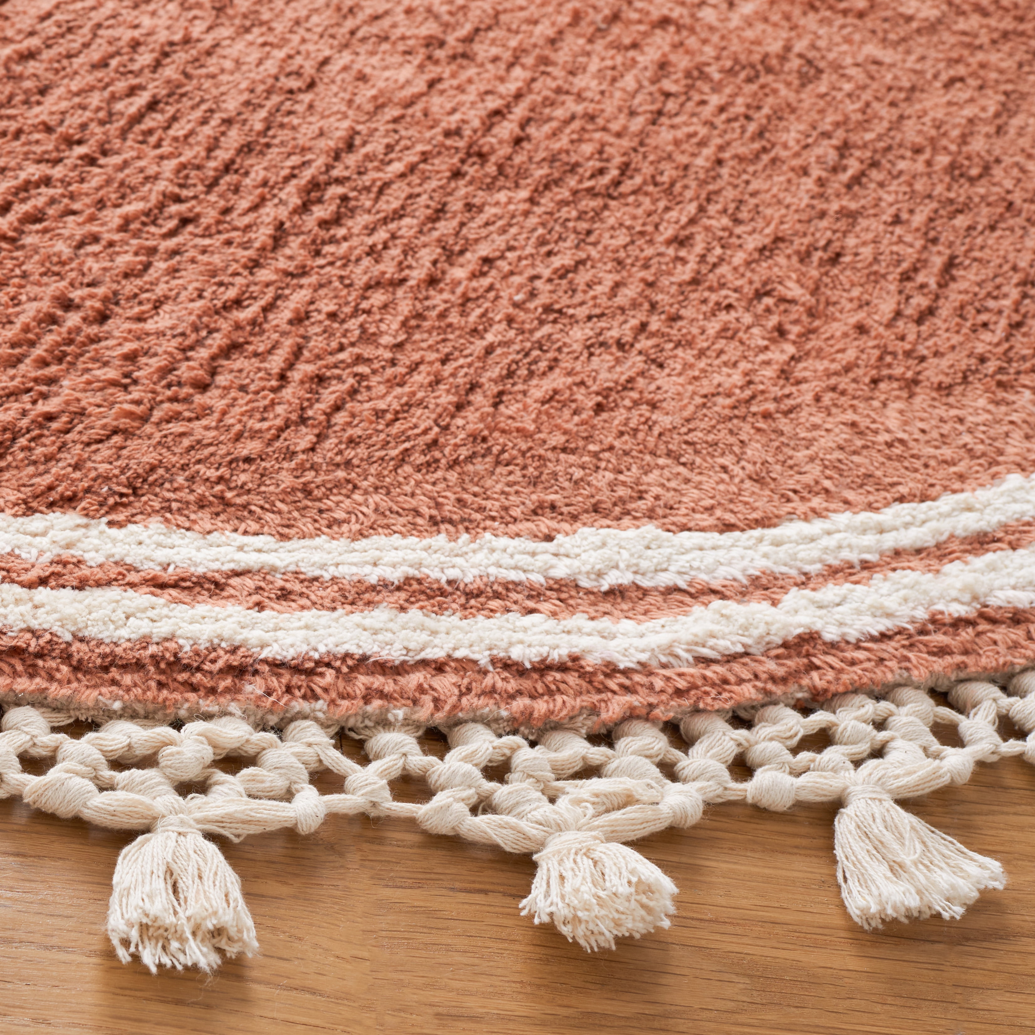 Safavieh Easy Care Hepburn Solid Cotton Machine Washable Area Rug, Rust/Ivory, 6' x 6' Round