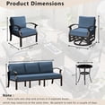 thumbnail image 6 of ASJMR 3PCS Aluminum Armrest Sofa with 2 Swivel Rocking Chairs & Glass Top Table,Outdoor Patio Furniture Conversation Set,Navy, 6 of 7