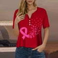 thumbnail image 2 of Women Cancer Awareness Shirts: Cute Summer Graphic Shirts Vintage Boho Flowers Short Sleeve T Shirt Graphic Inspirational Cancer Tops (Red, L), 2 of 4