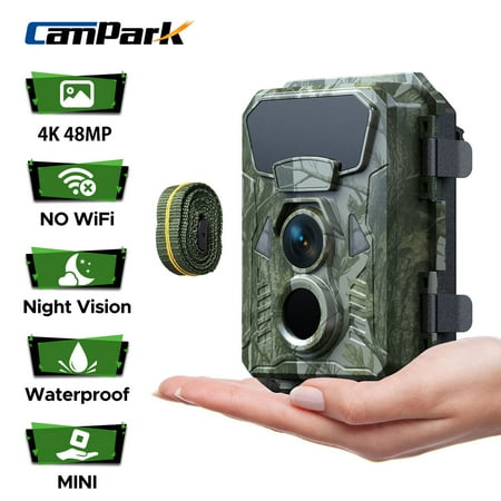 CAMPARK Trail Camera 4K 42MP Game Deer Cameras with Night Vision 120° Angle Lens Infrared Sensors Motion Activated Waterproof 2.4 LCD Trail Cam for Hunting Wildlife Monitoring Home Security