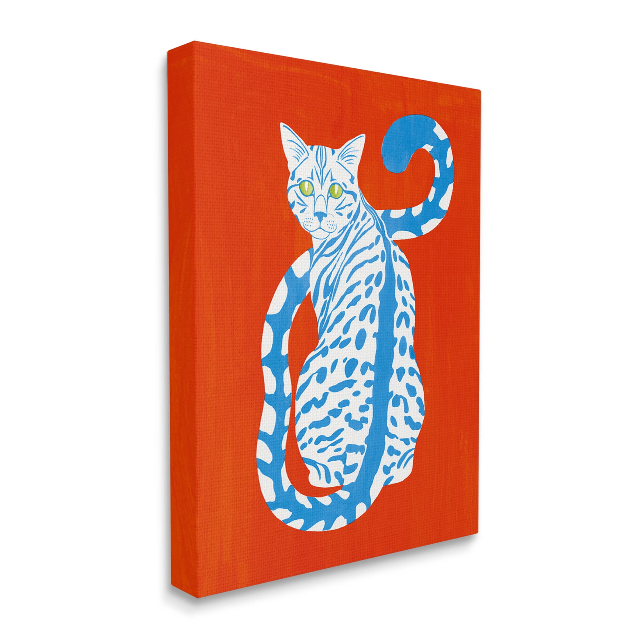 Stupell Industries Blue Gazing Cat Bold Modern Design Graphic Art Gallery Wrapped Canvas Print Wall Art, Design by Grace Popp