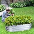 thumbnail image 6 of Aoodor Galvanized Raised Garden Bed Kit, 4x2x1 ft Oval Planter Box for Vegetables, Flowers, and Herbs, Outdoor Use, Silver, 6 of 9