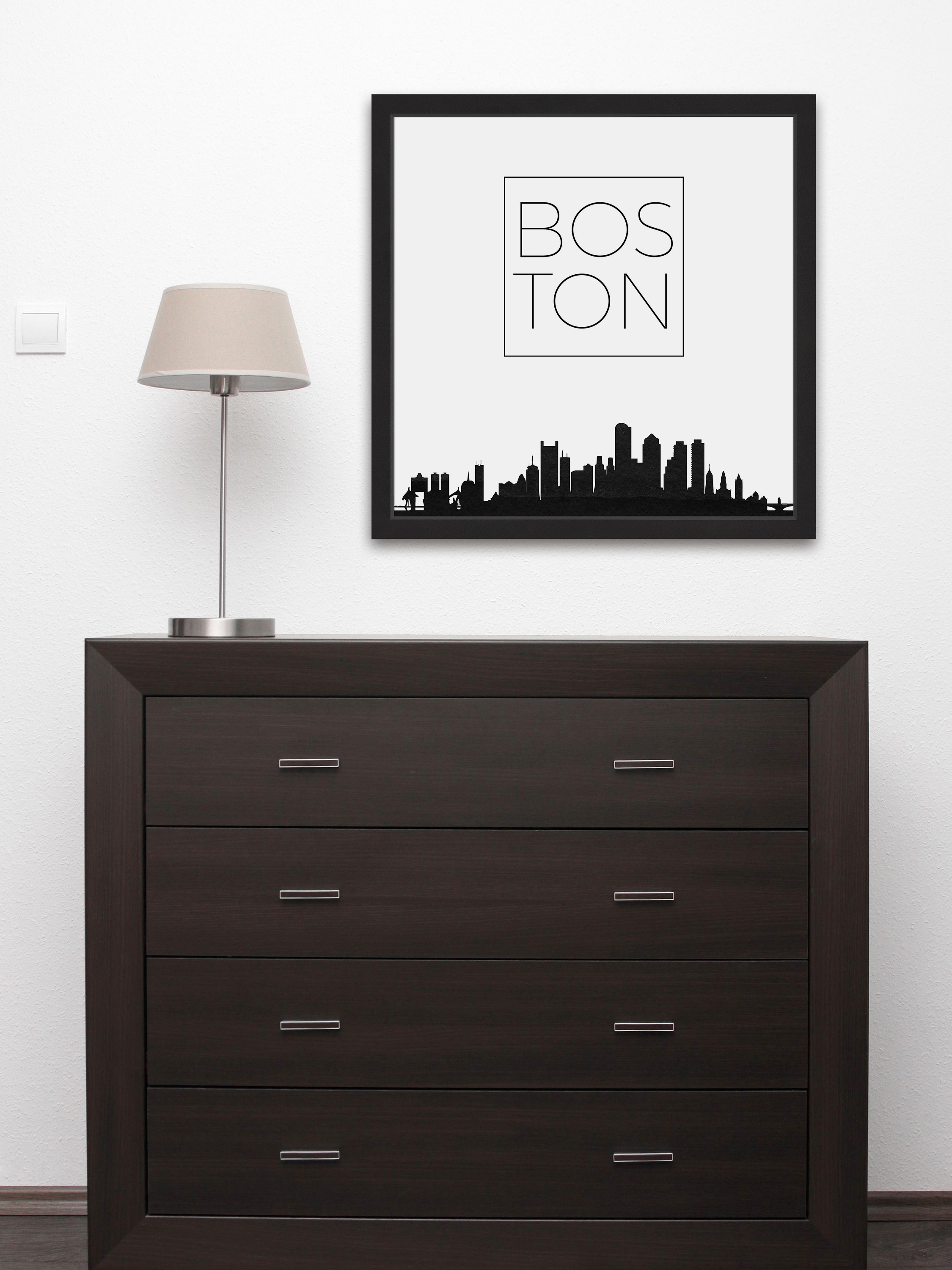 "Boston Skyline" Framed Painting Print