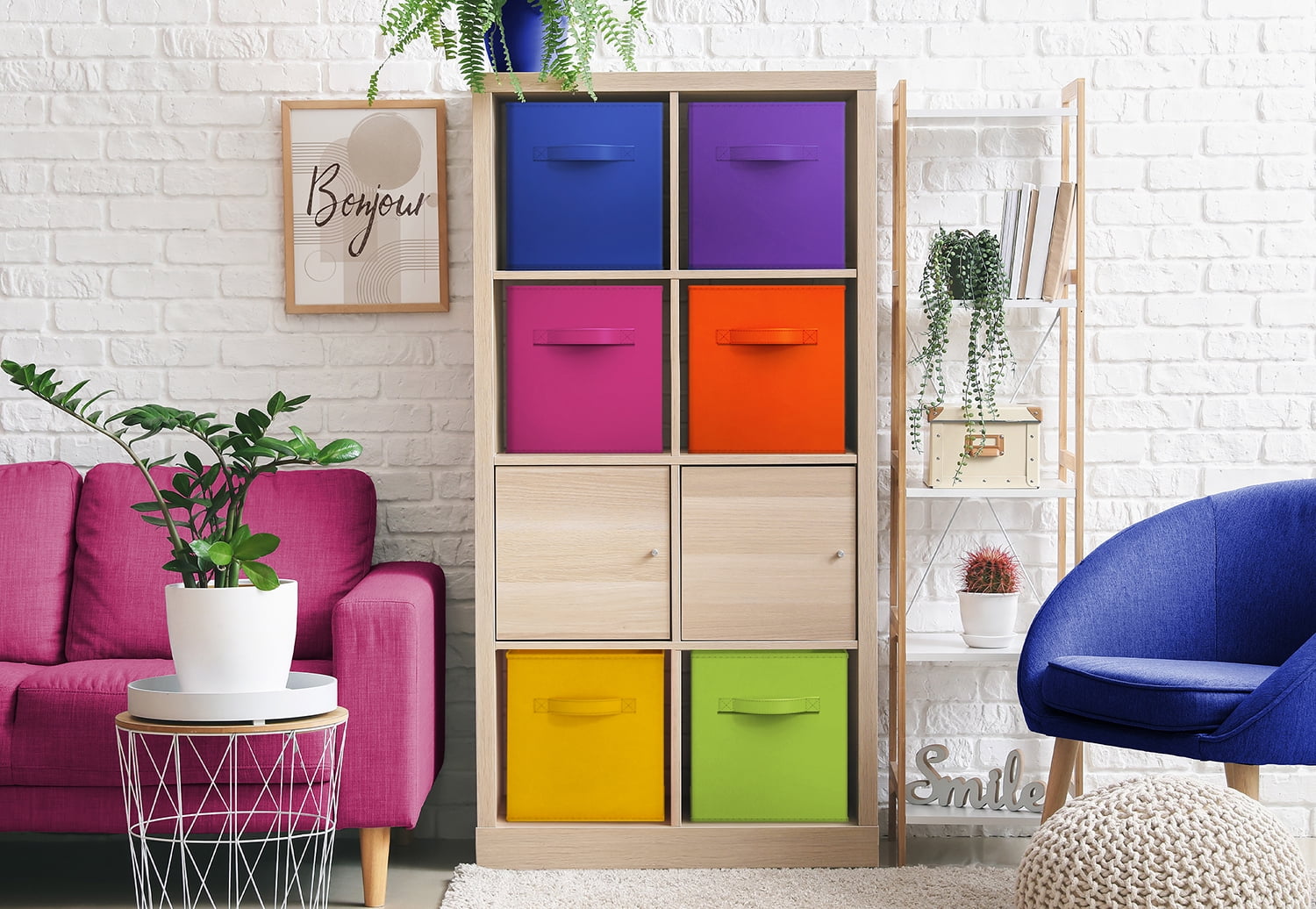 Sorbus Fabric Storage Bins 13" Foldable Cubes With Handles For Pantry, Cubbies, Toy And Closet Shelving Organization - 6Pk