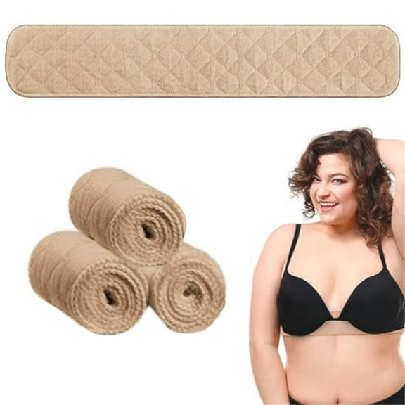 Scheam Cotton Breathable Bra Liners,18 x 3 Inch Under Breasts Sweat Liners,Washable and Reusable Absorbent Pads,Rectangle Thin Breast Pads,for Women Breastfeeding Sweating (3 Pcs Khaki)