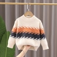 thumbnail image 2 of SERTG Kids Fleece Lined Knit Sweater Round Neck Fall Winter Thermal Long Sleeve Warm Base Shirt for Children 2-11 Years(Orange,8 Years), 2 of 5