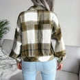 thumbnail image 5 of Cathalem Bomber Jacket Women Flannels for Women Cropped Shacket Jacket Fashion Plaid Button Down Shirt 2025 Fall Coat Tops (Khaki,S), 5 of 7