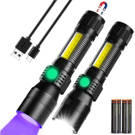 

Black Light Flashlight Rechargeable 3in1 LED Tactical Flashlight UV Black Light & Redlight 1200Lumen 7 Light Modes Zoomable Waterproof Pocket-size Flashlight for Pet Urine Stains Detection/Camping