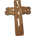 thumbnail image 2 of Holy Land Market JESUS name olive wood Cross carved by Laser with Incense sample- Hanging (25 cm or 10 inches) Large/Certificate, 2 of 3