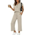 thumbnail image 2 of Two Piece Lounge Sets for Women Spring Vacation Beach Travel Airport Outfits Casual Cruise Fashion 2026 Beige S, 2 of 7