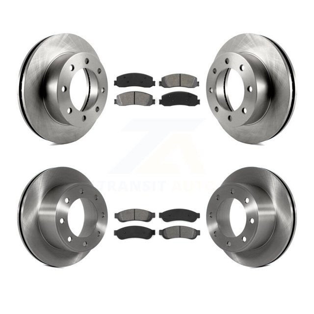 Transit Auto Front Rear Disc Brake Rotors and Semi-Metallic Pads Kit for Car Ford F-350 Super Duty F-250 with Single Wheels 4WD K8S-100897