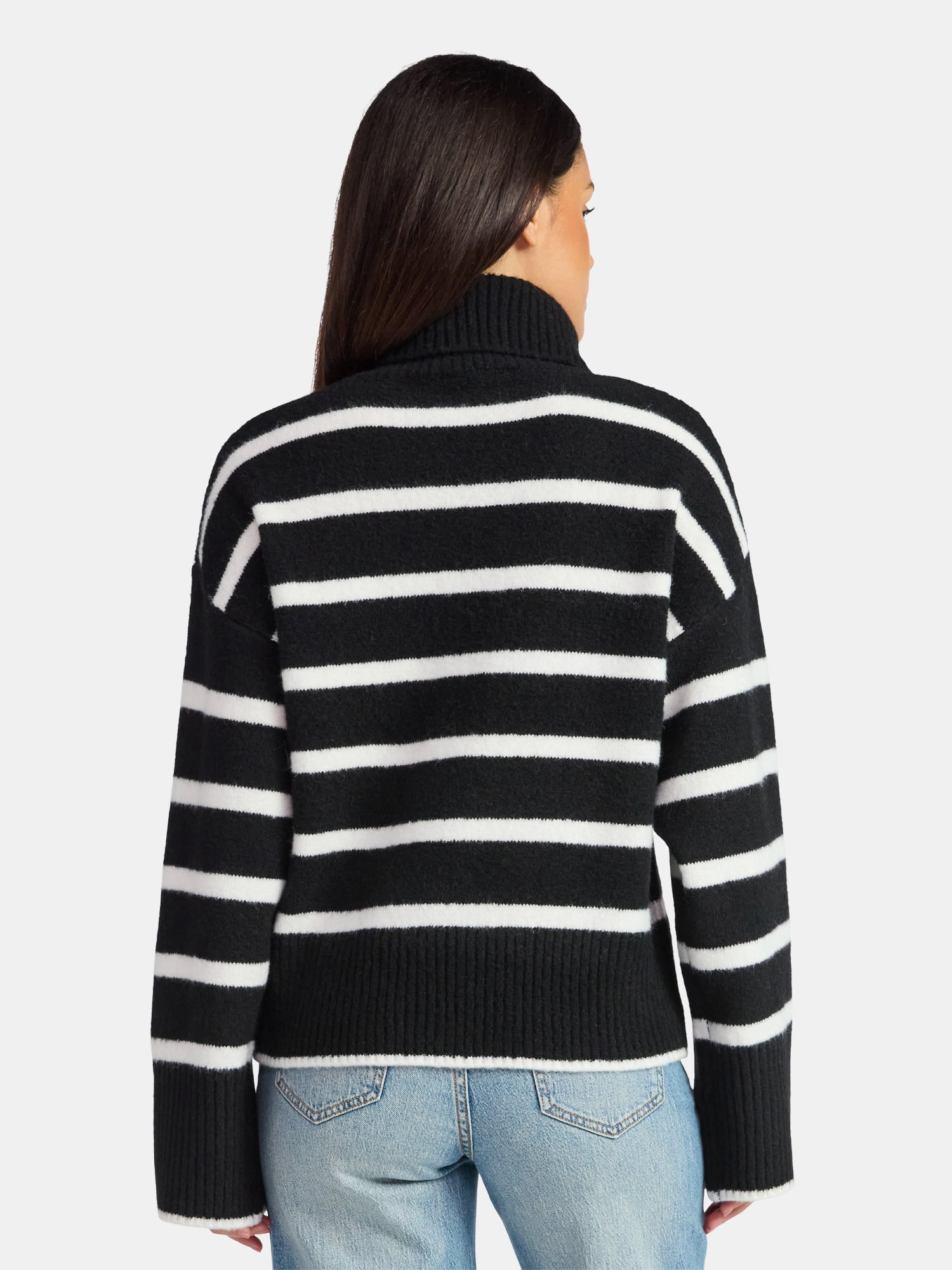 Time and Tru Women's Chunky Turtleneck Pullover Sweater with Long Sleeves, Mid-weight, Sizes XS-XXXL