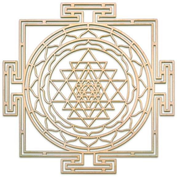 FOURTH LEVEL 12" Sri Yantra Maze, Sacred Geometry Wood Wall Art, Spiritual Home Decor, For Yoga/Meditation, Crystal Grid Board