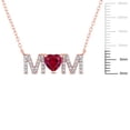 thumbnail image 2 of Everly Women's "Mom" 1 CT TGW Created Ruby and Diamond Rose Gold Flash Plated Sterling Silver Necklace, 2 of 9