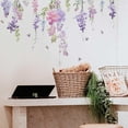 thumbnail image 5 of Calcomanía de pared de flores, pegatinas de pared de mariposas florales púrpuras, Mural de pared extraíble para dormitorio, sala de estar, sofá, TV, fondo, cocina, 5 of 5