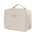 thumbnail image 2 of Bolsa organizadora de maquillaje de viaje con compartimentos grandes para guardar herramientas de maquillaje multifuncionales. Beige, 2 of 9