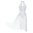 thumbnail image 6 of Zaldita Women Contemporary Lyrical Dance Dress Halter Neck Leotard Tulle Maxi Overlay Dress White XL, 6 of 7