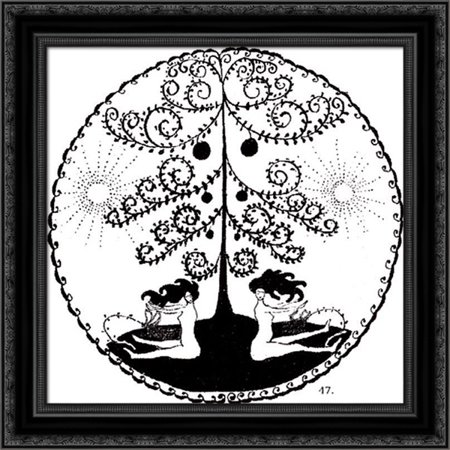 Two dryads 20x20 Black Ornate Wood Framed Canvas Art by Malevich, Kazimir
