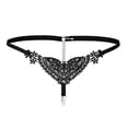 thumbnail image 1 of Tanga sexy ahuecado con perlas de encaje fino para mujer negro, 1 of 9