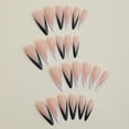 thumbnail image 3 of Fofosbeauty Christmas Nails 24pcs Press on False Nails Tips, Stiletto Fake Acrylic Nails, French V- shaped Black White, 3 of 7