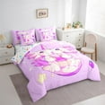 thumbnail image 3 of Manfei Axolotl Bedding Comforter Set 7-Piece for Child, Purple Strawberry King Bedding Sets, Bling Stars Print Reversible Bed Sheets, Lightweight Room Decor, 3 of 7