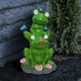 thumbnail image 3 of Alpine Corporation Solar Stacked Frog Statue with LED Lighted Eyes - Large, 3 of 5