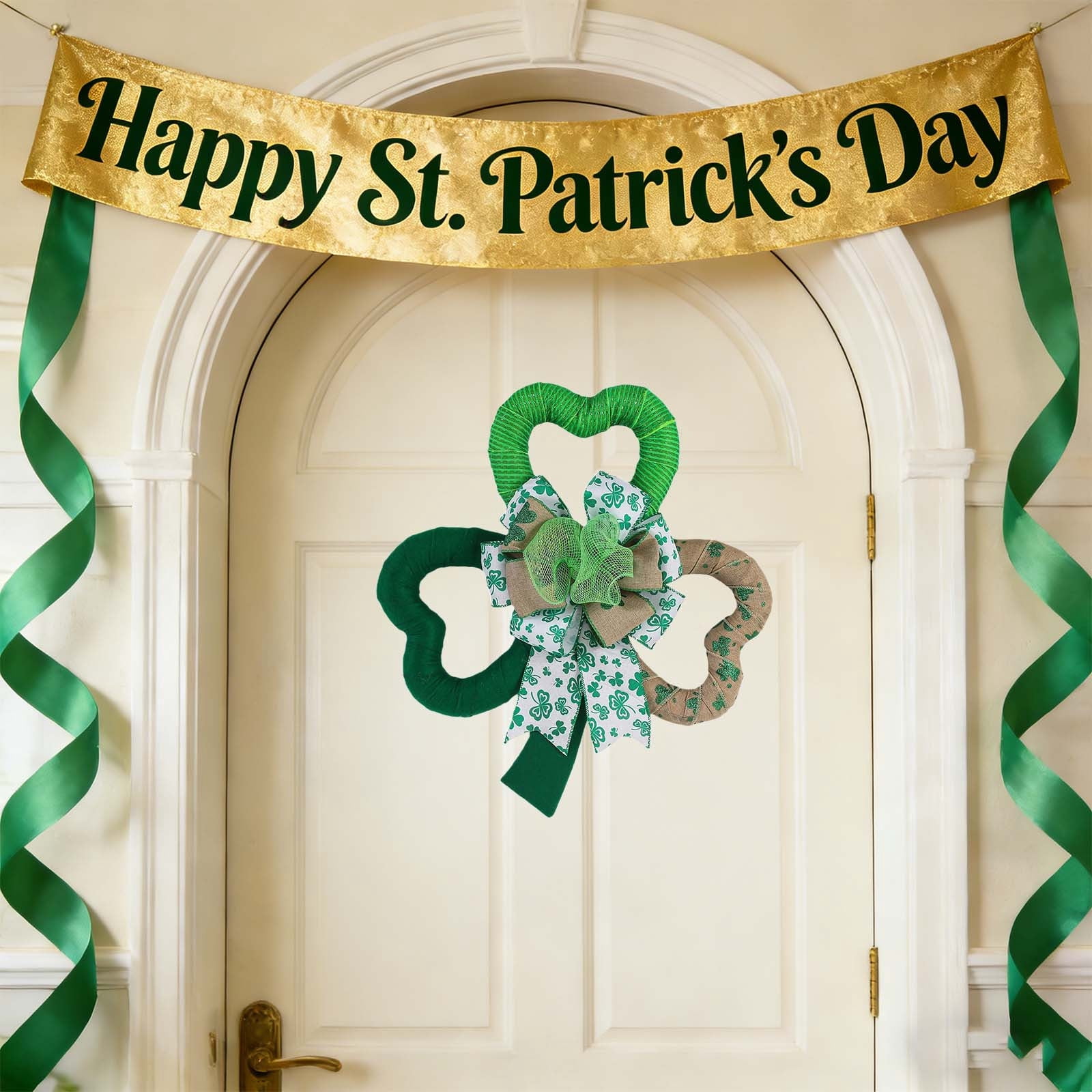 Dvumao Home Decor, Irish Festival Ribbon Bow With Green Shamrocks Polka Dots St. Patrick's Day Decoration Bow, Women Gifts
