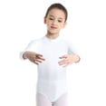 thumbnail image 2 of ranrann Kids Girls Long Sleeve Ballet Dance Gymnastics Leotard Jumpsuit Unitard Activewear White 13-14, 2 of 7