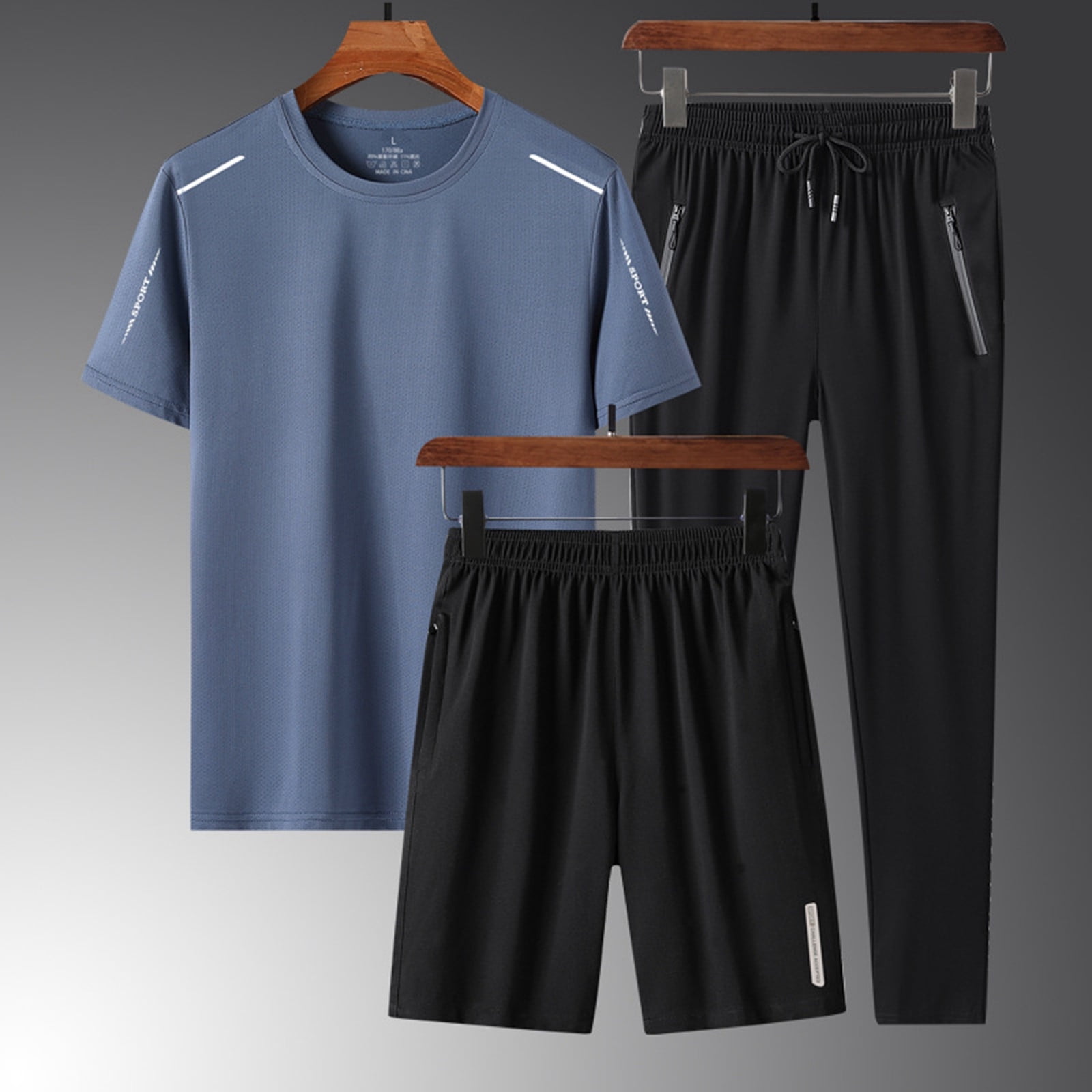 JHLZHS Mens Fall Clothes Big and Tall 3 Pcs Sets T Shirt