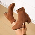 thumbnail image 5 of EKVAHL Women's Block Heel Walking Booties, Soft Suede Slip On Ankle Boots, Back Zipper Design Lightweight Dating Party Daily Dress Short Boots Brown, 5 of 5