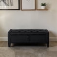 thumbnail image 2 of GZXS Modern Button-Tufted PU Upholstered Storage Bench with Side Pocket, 45" Flip-Top Ottoman with Hidden Storage and Solid Wood Frame, Black, 2 of 9