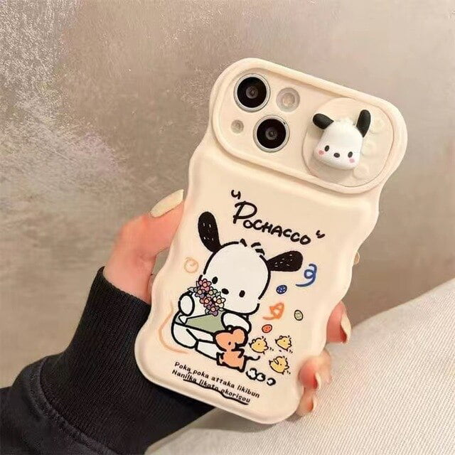Sanrio Cinnamoroll with stand Pachacco makeup mirror Phone Cases For iPhone  14 13 12 11 Pro Max XR XS MAX 8 X 7 Back Cover 