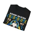 thumbnail image 4 of Trisomy 21 Down's Syndrome Ribbon Rockin' Extra Chromosome Unisex T-Shirt, 4 of 4