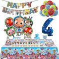 thumbnail image 1 of Cocomelon Decoración de fiesta de cumpleaños Globos de aluminio Vajilla desechable para niños Suministros para fiestas Taza Banner Telón de fondo Globo de látexxinmu, 1 of 3