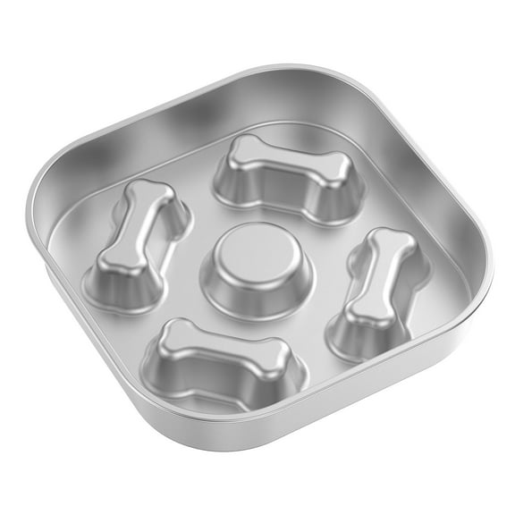 Ikoopy Stainless Steel Slow Feeder Dog Bowl Anti Choke Dog Food Bowl with Nonslip Bottom Dishwasher Safe Square/Round for Pet Home