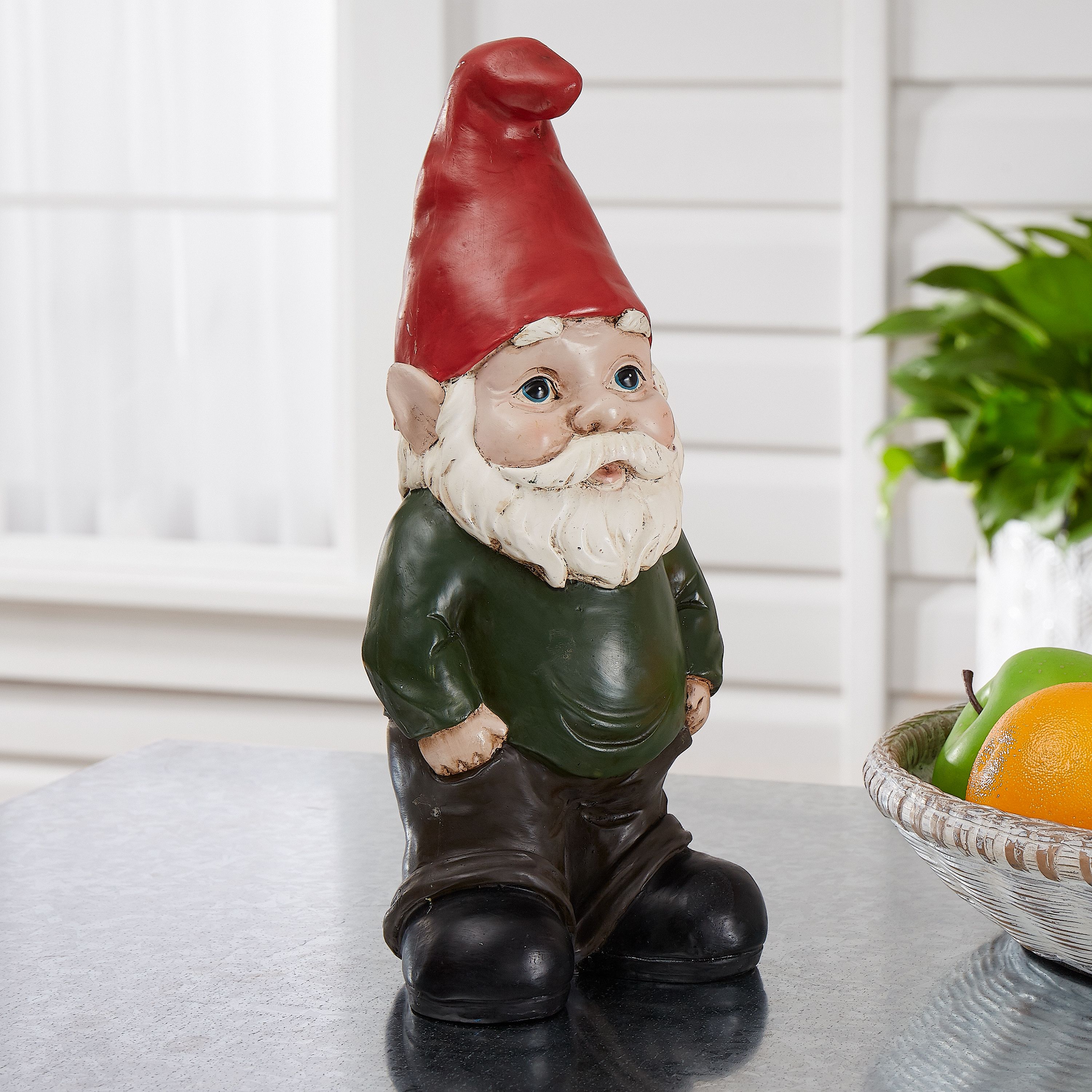 Mainstays Garden Gnome Statue with Red Cap - Walmart.com
