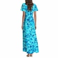 thumbnail image 5 of vigerkar Women's Summer Dress 2025 Short Sleeve V-Neck Boho Floral Printed Flowy Swing Sundress Dresses Sky Blue, L, 5 of 7