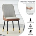 thumbnail image 6 of A modern dining chair with a light gray brown dual tone PU leather backrest and black metal legs, suitable for kitchens, bedrooms, and offices. Set of 4 pieces (light gray+brown+PU)C-007 W1151118958, 6 of 21