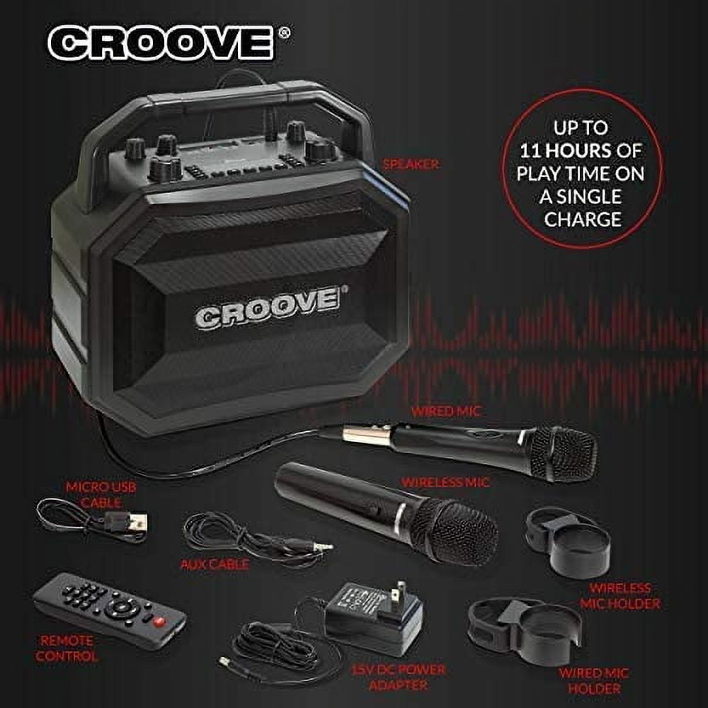 Karaoke Machine With 2 Wireless & Wired Microphones Portable Pa Speaker System