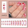 thumbnail image 2 of Uñas postizas BYJKYEN rosa con corazón, press on, 24 piezas, 2 of 7