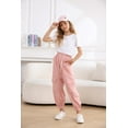 thumbnail image 2 of Aideaone Girls Cargo Pants for Kids Elastic Waist Casual Jogger Pant Streetwear Loose Parachute with Pockets Pink 7-14Years, 2 of 7