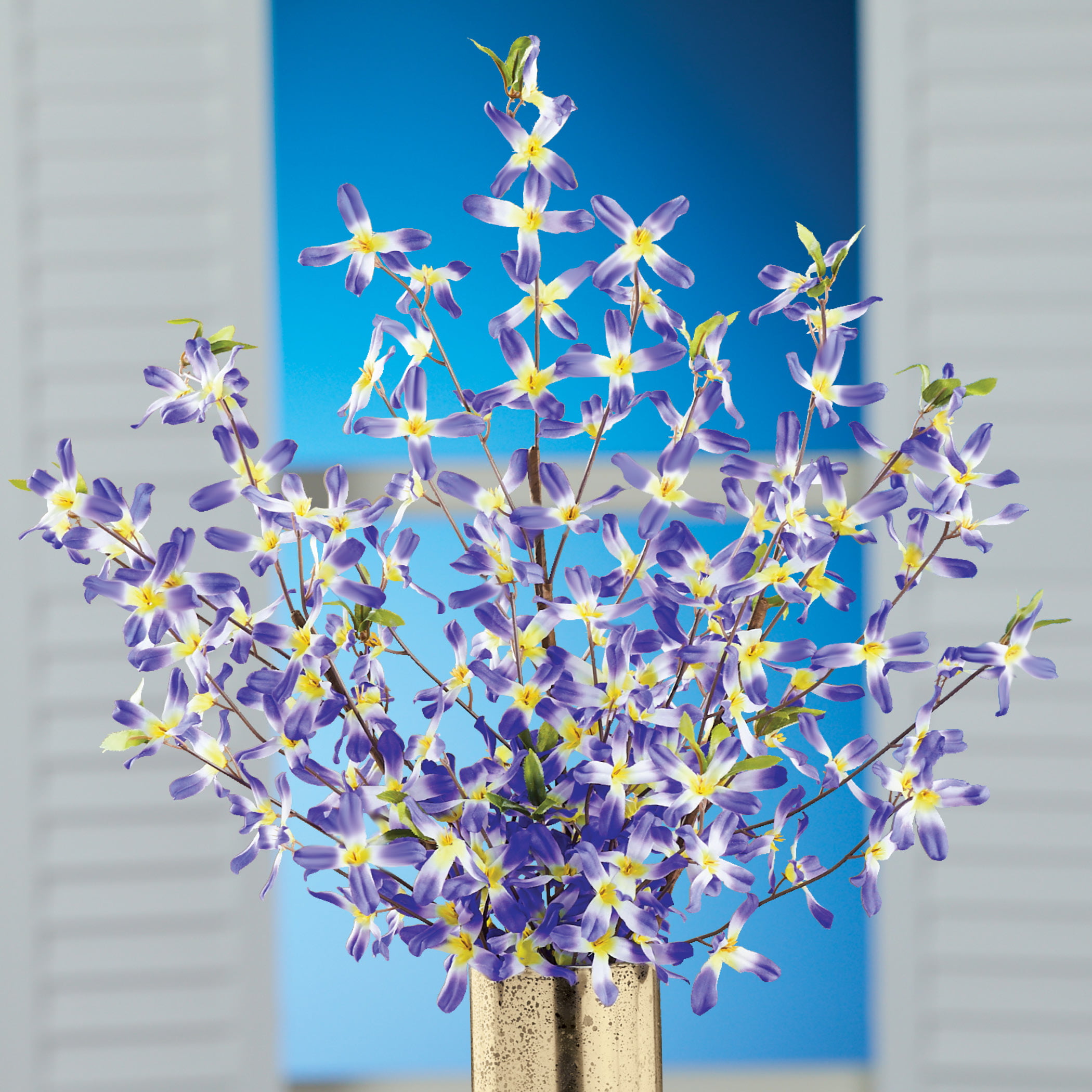 Springtime Artificial Forsythia Bushes For Indoor or Outdoor Use Garden or Any Room in Home Bunch Together or Separate Plants Set of 3 Realistic Touch Faux Shrubs