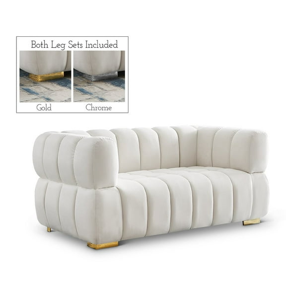 Meridian Furniture Gwen Cream Velvet Loveseat