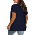 thumbnail image 4 of Blue Womens Tops Plus Size V Neck T Shirts Women Short Sleeve Tops Casual Summer Tshirts Loose Fit Tee Shirts for Women, 4 of 5