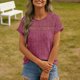 thumbnail image 5 of TaTaai 2026 Summer Women’s Ribbed Sheer Trim Tee Short Sleeve Loose Blouse Casual Solid Color Fashion Top Brushed Patchwork Polyester Daily Shirt Gift, 5 of 8
