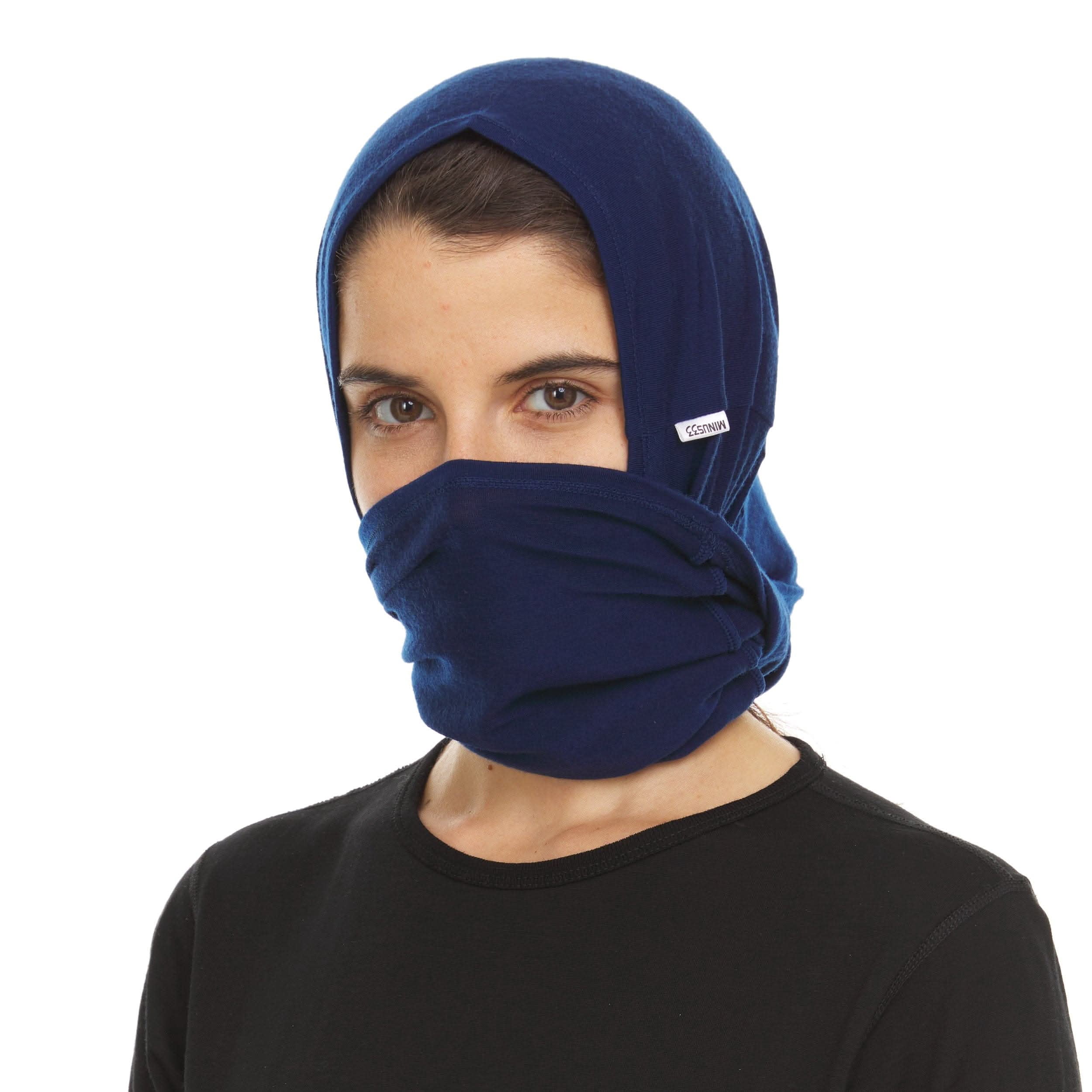Woolverino - Merino Wool Microweight Multiclava - Multifunctional Headwear- UV Protection - Hiking Neck Gaiter - Hunting Balaclava - Navy Blue