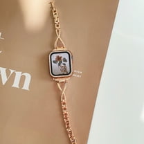 TECH CIRCLE X-Shape Band for Apple Watch Band 38mm 40mm 41mm, Women Bling Metal Single Chain Bracelet iwatch Bands for iWatch Series 9/8/7/6/5/4/3/2/1/SE,Rosegold